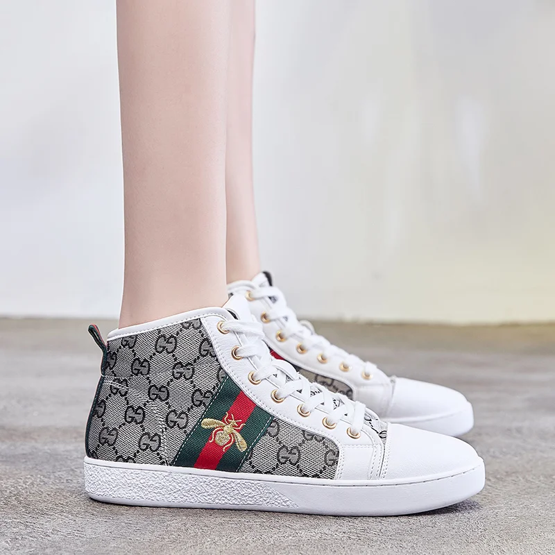 

High-top sneakers canvas women's bee shoes autumn tide shoes bee wild small white board shoes