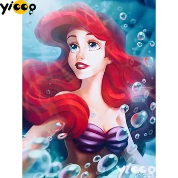 

5D Diamond Embroidery DIY Diamond Painting Cross Stitch Mermaid princess Full Square Pictures Of Rhinestones Decoration AX0165