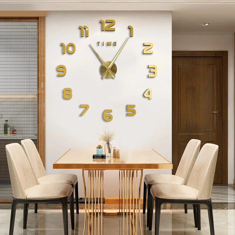 2021 Modern Design Large Wall Clock 3D DIY Quartz Clocks Fashion Watches Acrylic Mirror Stickers Living Room Home Decor Horloge 