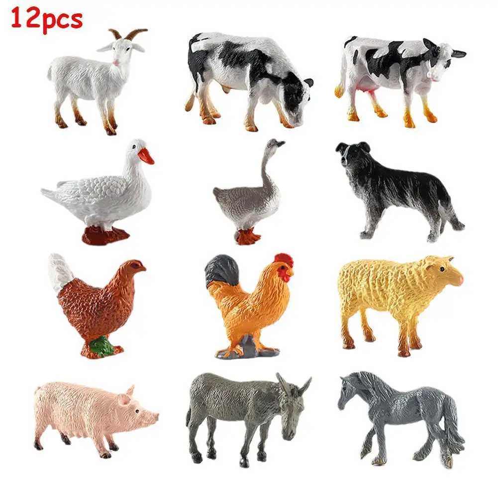 Educational Toys Animal Model Toys Farm Animal Models Mini Farm Animal Figurines Wild Lion Simulation Animals Tiger Elephants Action Figures Wild Model Educational Toys Gifts