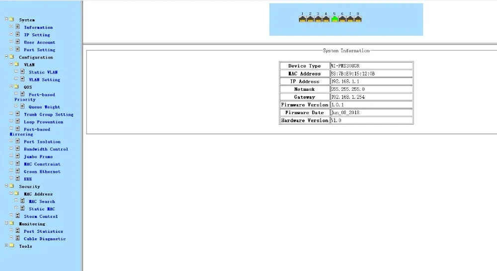 web interface