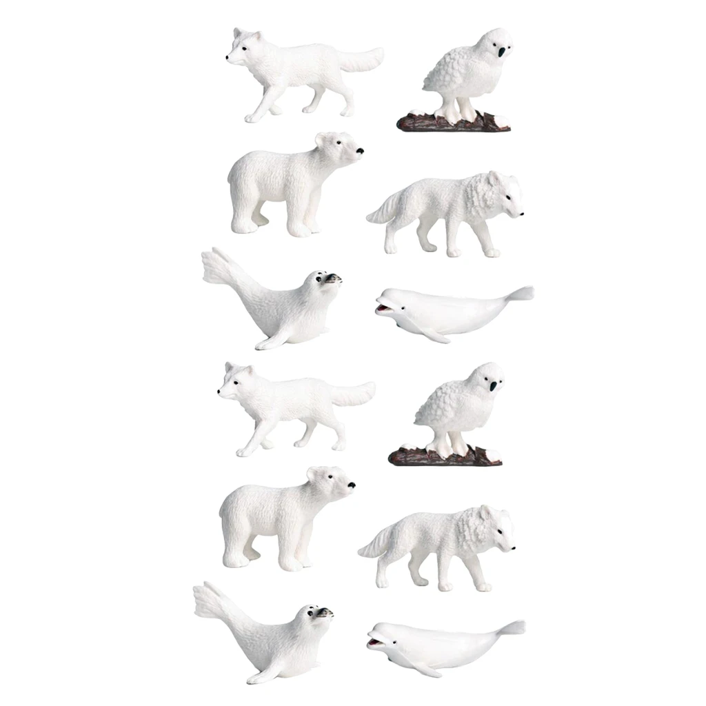 12 Pieces Polar Animals Model - Simulation Polar Animal Figurines for Home Collection Kids Science and Nature Toys