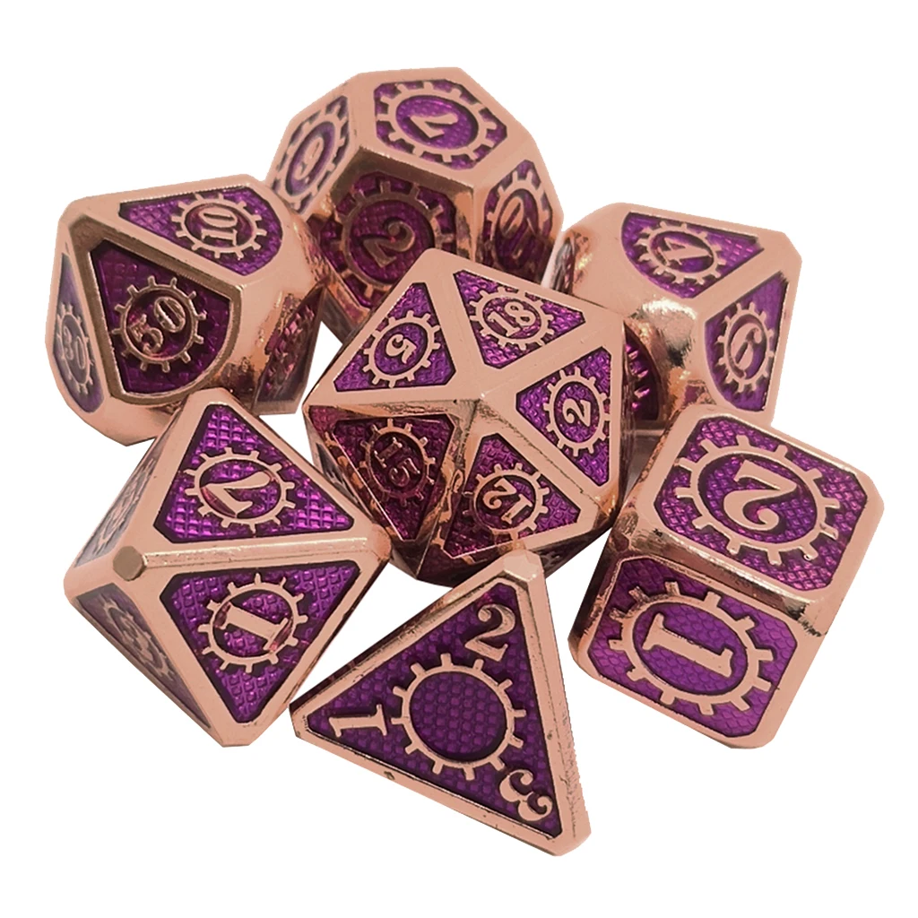 7pcs/pack Multi-sided Zinc Alloy Dice for Dragon Scales D&D RPG Board Games