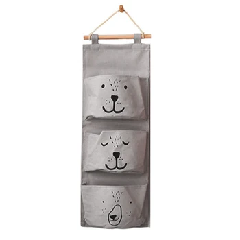 

New Cute Bear Wall Hanging Storage Bag 3 Pockets Cosmetic Sundries Toy Organizer Bathroom Storage Pouch Wall-Mounted Storage Bag