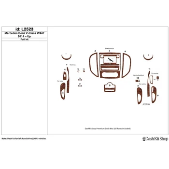 

Interior trim for Mercedes Benz V Class 2014-Up. Set L2523.