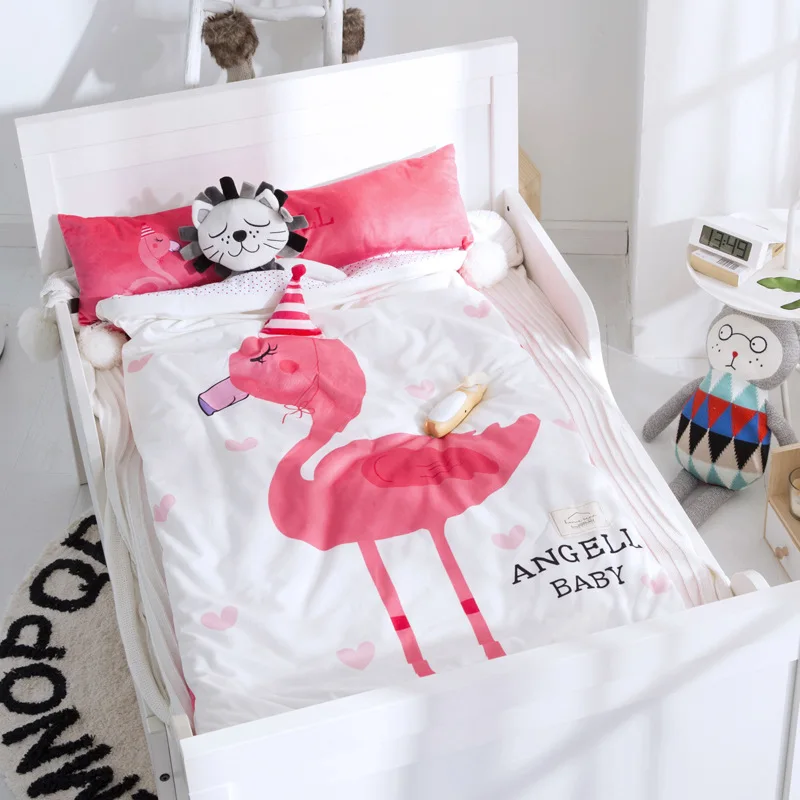 Home bed baby sleeping bag Cotton+ soft fleece Boy Girl Child fleabag AB side fox bear mothercare kids body cover 70*150cm - Цвет: pink bird