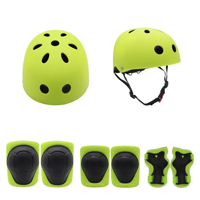 US $22.13 Adjustable 7 Pcs Kid Roller Skating Bicycle Helmet Knee Wrist Guard Elbow Pad Set for Child Cycling