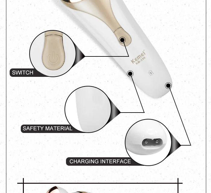 Kemei Профессиональный перезаряжаемый Электрический инструмент для удаления волос женский эпилятор для лица подмышек тела Триммер KM-296