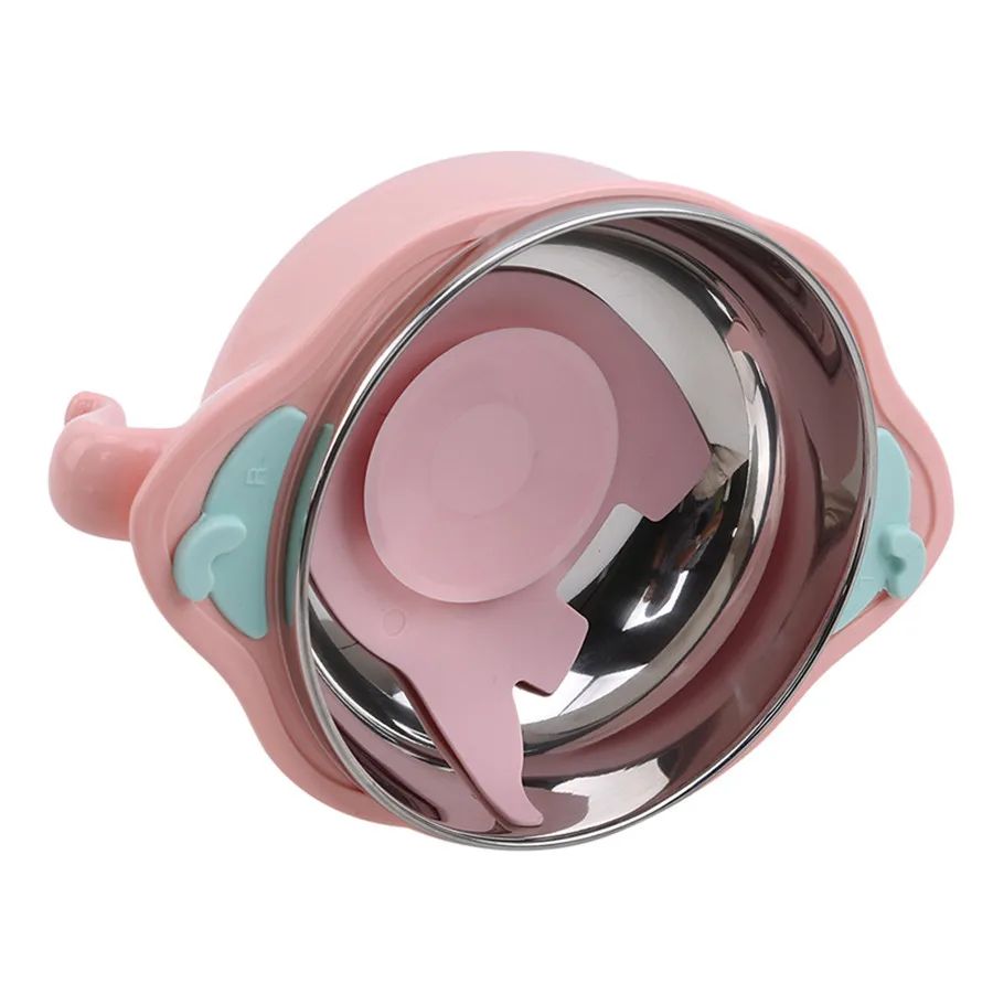 Ruiwjx Children's Tableware Baby Cutlery Set Stainless Steel Anti-Drop Bowl Sucker Bowl Food Supplement Bowl Spoon Set