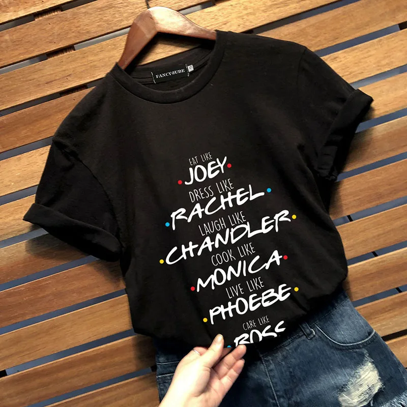 Футболка с готическим рисунком Friends Tee Harajuku женская футболка с буквенным принтом с коротким рукавом и круглым вырезом Женские топы