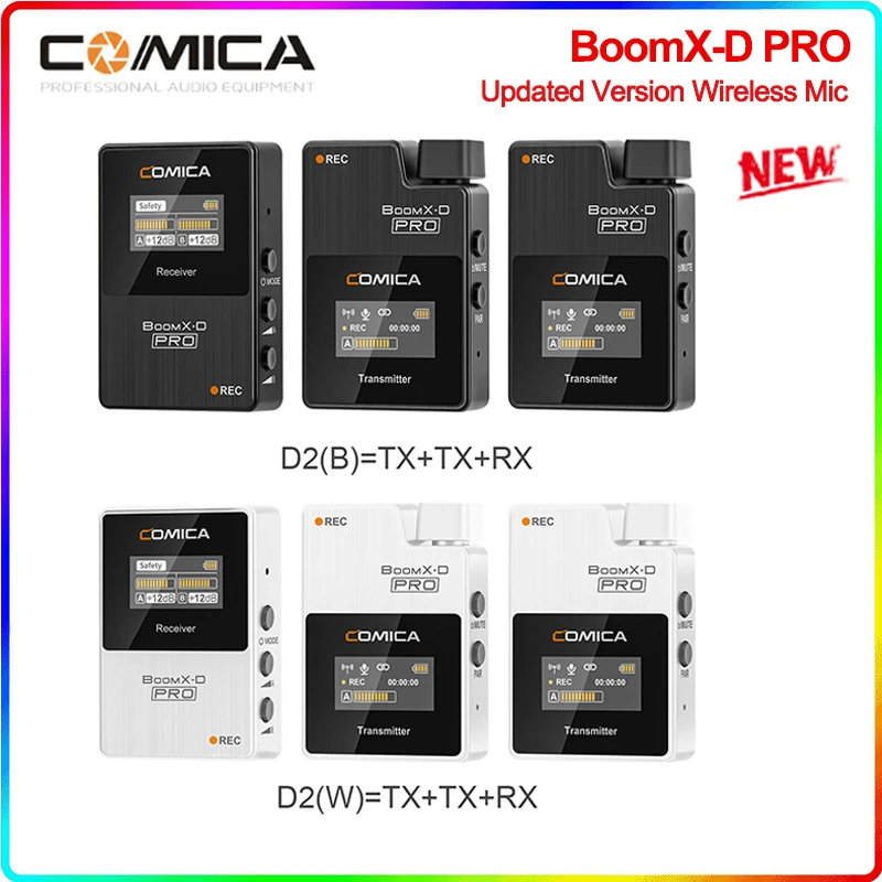 Comica BoomX-D PRO D2 2.4G Digital Wireless Microphone Professional Mic Transmitters Receiver Kit for DSLR Camera iPhone | Электроника