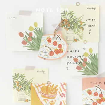 

100pcs Cartoon Plants Flowers Cute Fresh Notepad Korean Sticky Notes Memo Pad Note Memo Sheets Stationery School Office Supplies