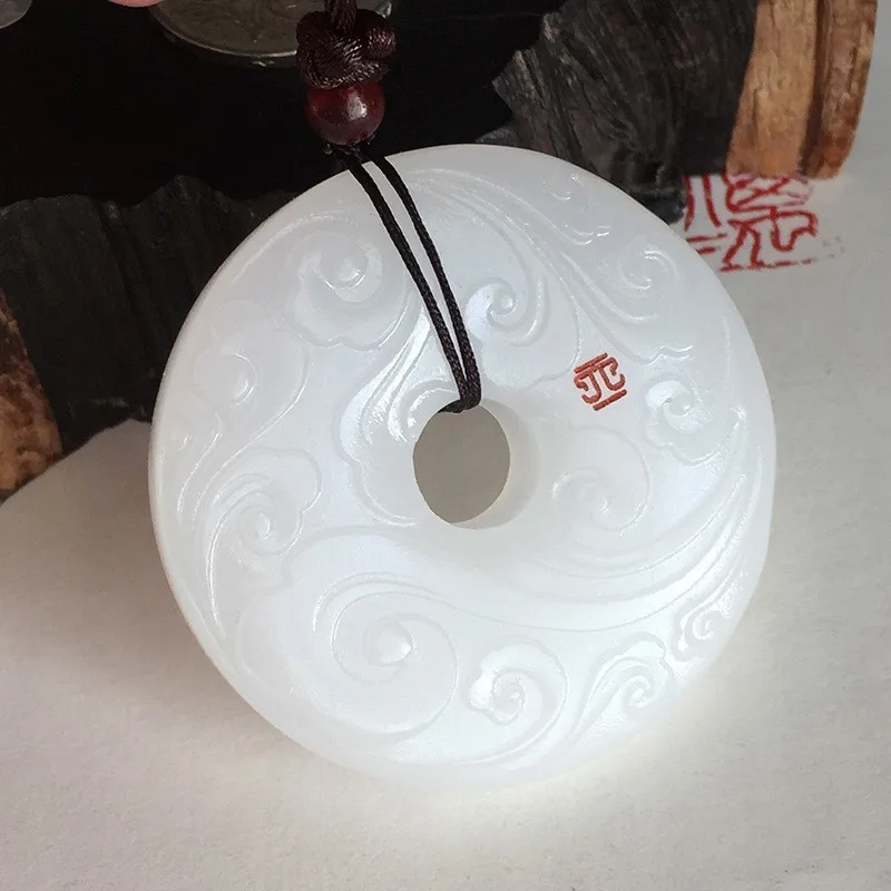 Прекрасные Ювелирные изделия LETSFUN превосходная скульптура белый нефрит удачи