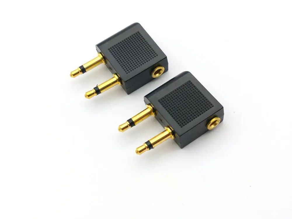 100pcs Gold Airplane Airline Air Plane Travel Headphone Earphone Audio Adapter 3 5mm adapter
