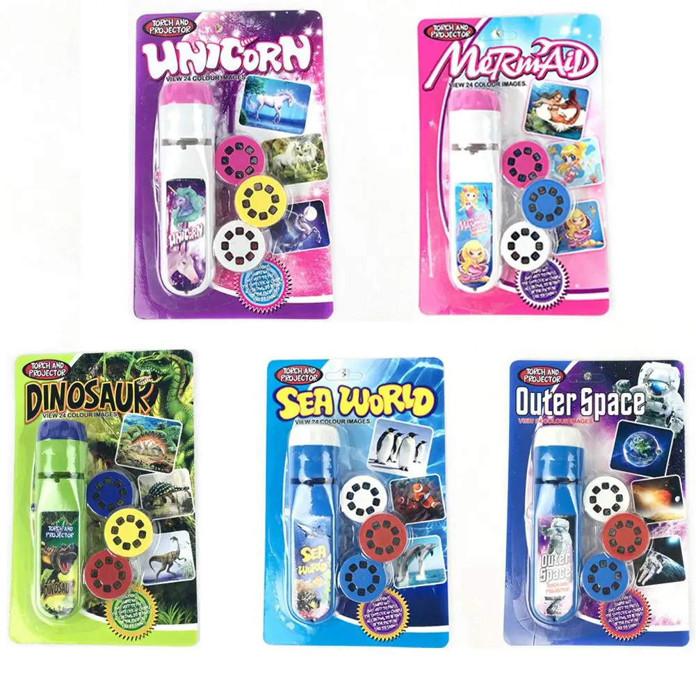 

Hot Sale Projection Flashlight Children Projector Light Cute Cartoon Toy Night Photo Picture Light Bedtime Learning Fun Toys