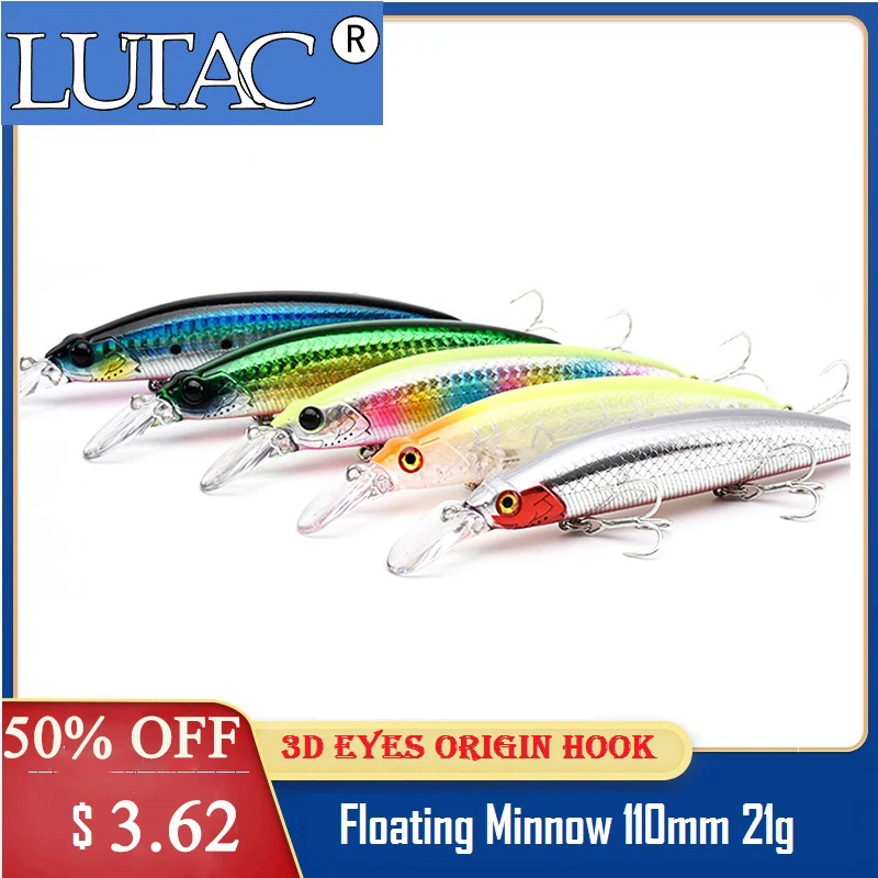 

LUTAC 21g 110mm minnow lure Outdoor hard jarkbaits casting Wobblers Fishing Tackle quality hook