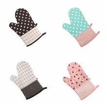 11 дюймов 392u00b0F термостойкие хлопчатобумажные печатные Прихватки для духовки Нескользящие кухонные перчатки для выпечки барбекю Прихватки для горшка