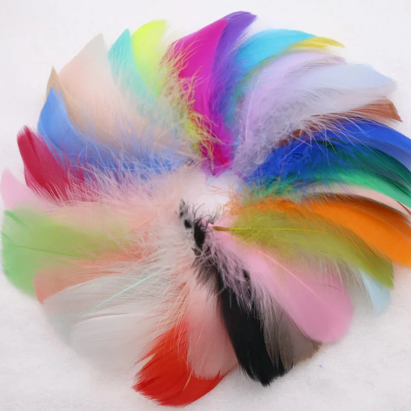 

Natural Feathers Mixed Color 50 Pcs/Lot7-10cm Small Floating Goose Feather Colourful Feathers Plume For Decoration Plumes Craft