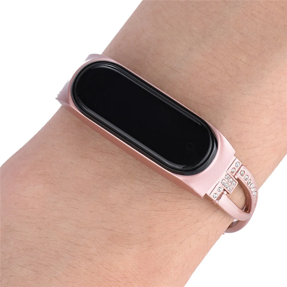 Для женщин девушка алмаз металлический браслет для Xiaomi mi группа 4 ремешок mi band4 Регулируемый наручный ремень аксессуары