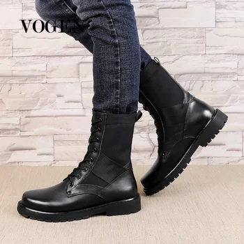 

Army Leather Booties Social Male Big Size 50 16 Winter Autumn Boot Men Safety Shoes High Top Sneakers Combat Winter Boot