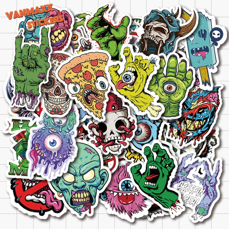 VANMAXX 50 шт. ужасный стиль призрак руки черепа граффити наклейки водонепроницаемый ПВХ наклейка для шлем для ноутбука велосипедный багаж автомобиля