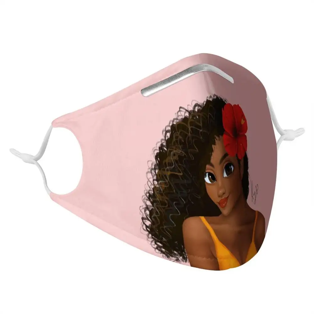 Черная девушка афро мультфильм пользовательские маски изображения 4 шт фильтр