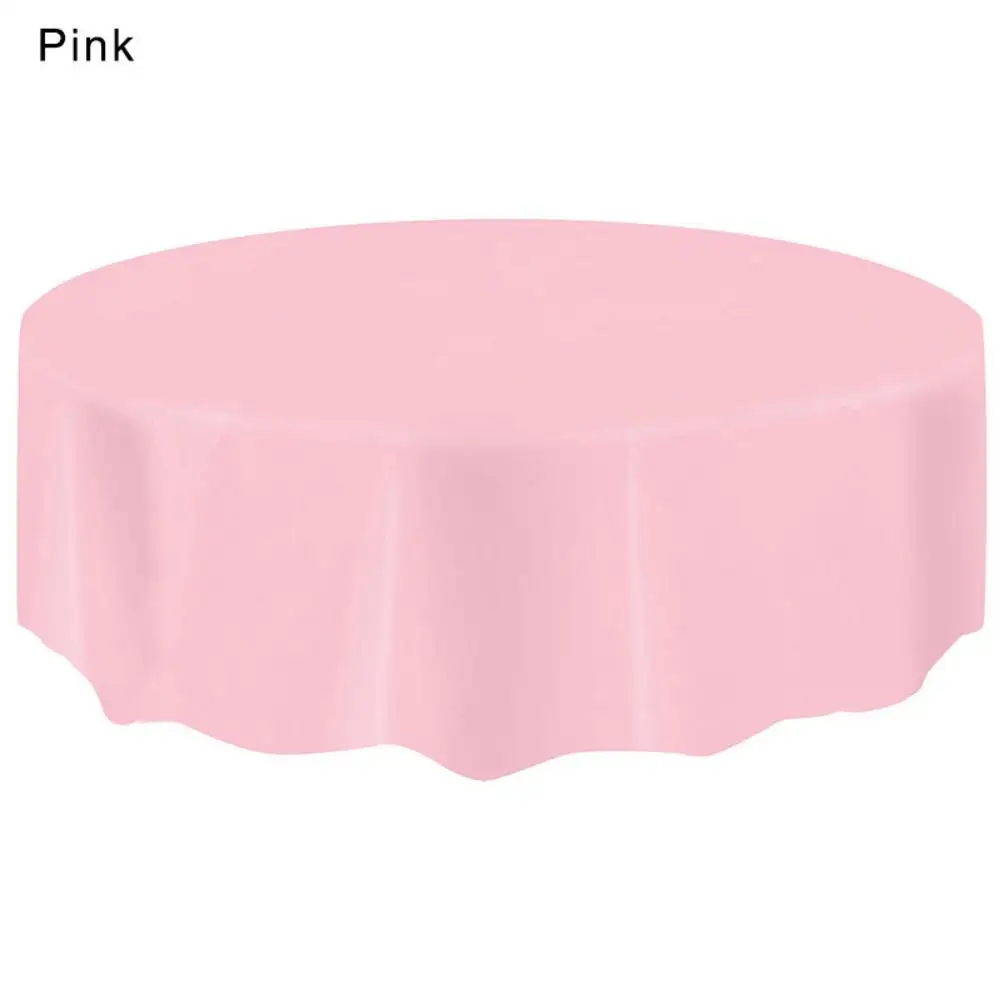 PEVA одноразовая скатерть без узора чистый цвет пластиковый, круглый стол покрывает портативный день рождения скатерти Прямая поставка - Цвет: Pink
