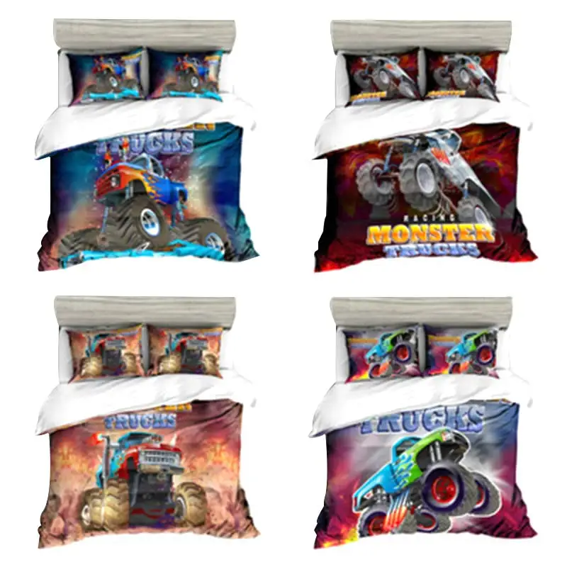 

3Pcs 3D Monster Trucks DS Bedding Set 140x210cm/180x210c/172x218cm/135x200cm/200x229cm Quilt Cover Comforter Bedding Sets
