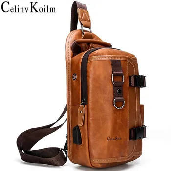 

Celinv Koilm NEW Men Chest bag for 9.7" iPad USB Charging Short Trip Sling Bags Water Repellent Crossbody Bag Casual Daypacks