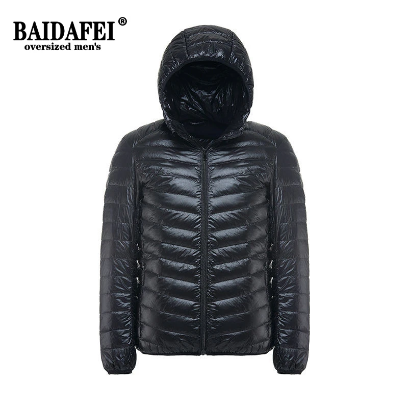 long puffer jacket Plus Size 6XL 7XL 8XL 9XL  Men's Ultralight Packable Hooded Down Jacket Puffer Down Coats 2021 Spring Autumn New Male Light Coat black puffer