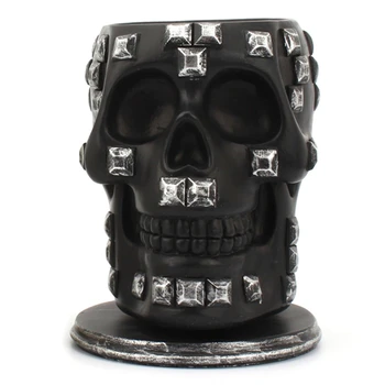 

Sequins Skull Ornament Skeleton Pen Holder Home Office Desktop Pencil Organizer
