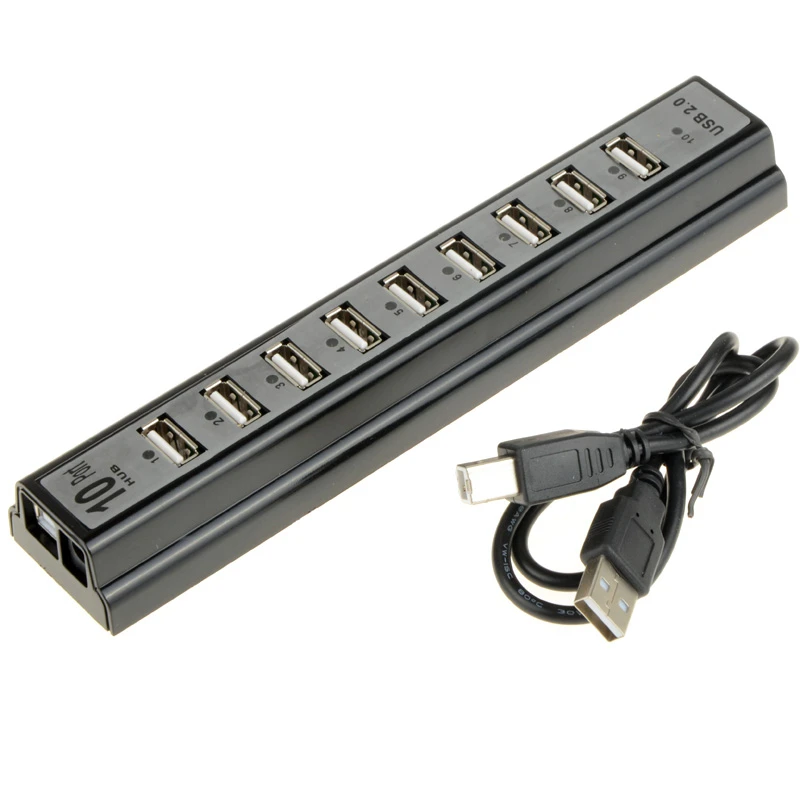 10 Ports USB 2.0 Hubs with AC Power Computer Peripherals Supply Adapter For Portablefor PC Laptop Notebook