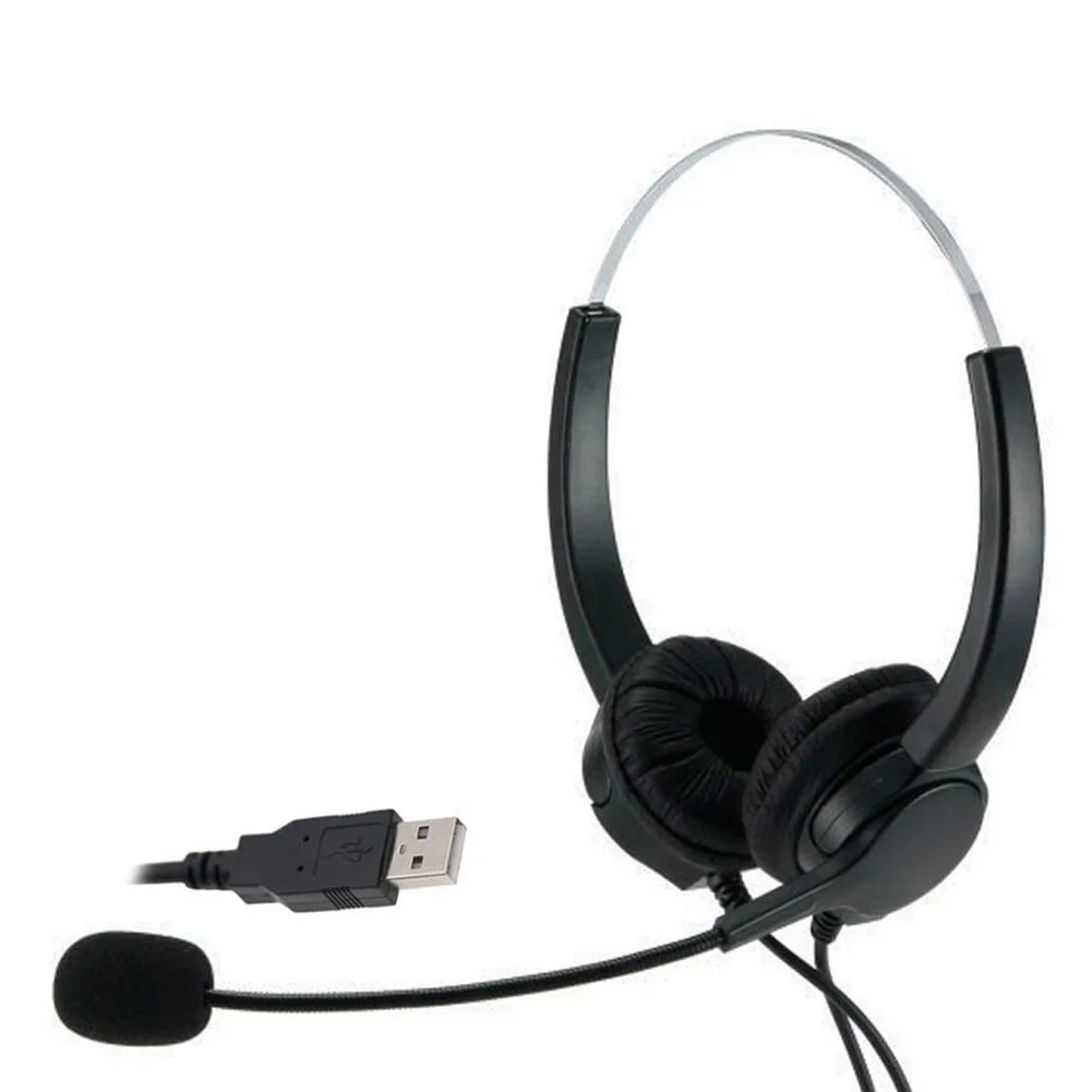 Call Center Headset USB Wired Offical Telephone Headphone with Microphone Over the Head Noise Cancelling with Microphone for PC