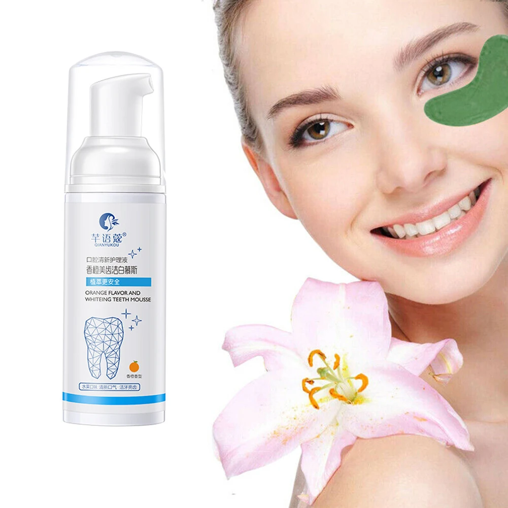 

60ml Pump Design Teeth Cleaning Fresh Mousse Daily Home Bad Breath Orange Scent Travel Teeth Cleaning Mousse Oral Hygiene Dental