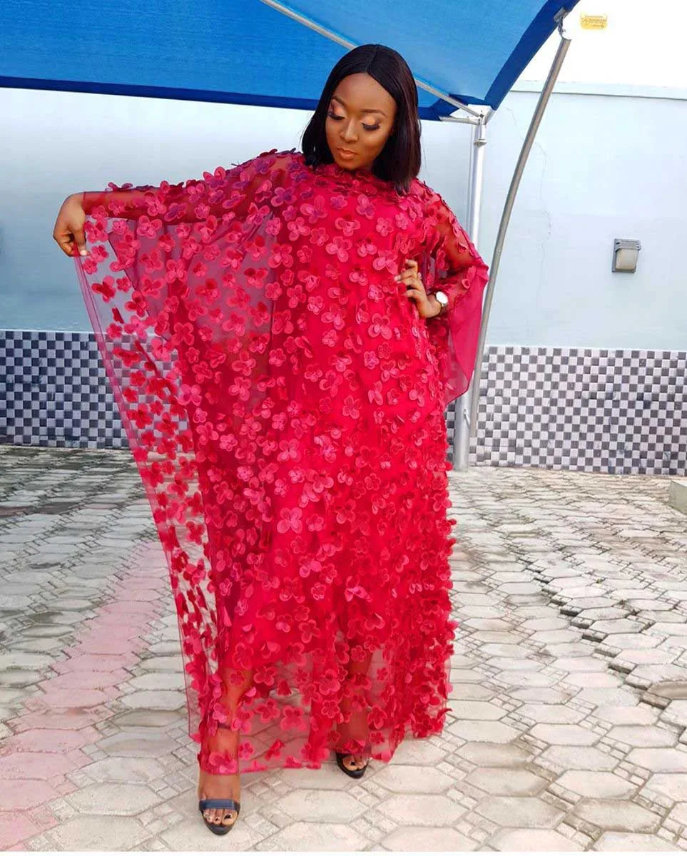 Новое модное Африканское женское Дашики длинное платье МАРЛЯ летучая мышь рукав свободный большой халат+ жилет внутри - Цвет: red