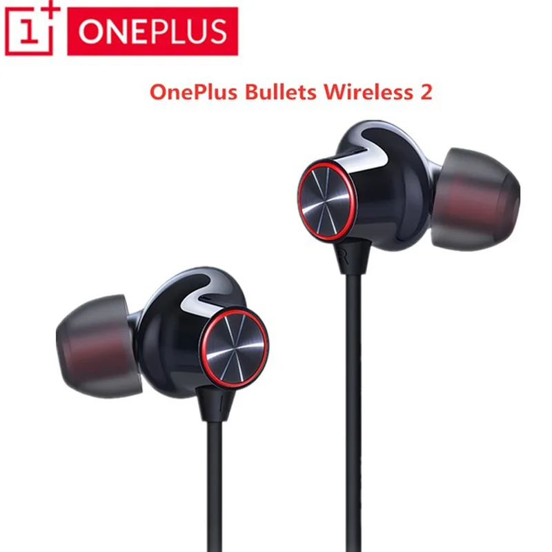 

Original Oneplus Bullet Wireless 2 Earphone 2 Balanced Armature Dynamic Hybrid Wrap Quick Charge Neckband Headphone with Mic - Black