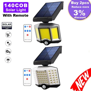 

Upgrade 140LED Solar Power Wall Light Outdoors 3Modes PIR Motion Sensor Street Light Waterproof Garden Decoration Security Lamps