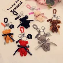 Креативный Плетеный вязаный брелок с изображением медведя ручной работы Подвеска автомобиль украшения для сумок подарок для девочек DIY