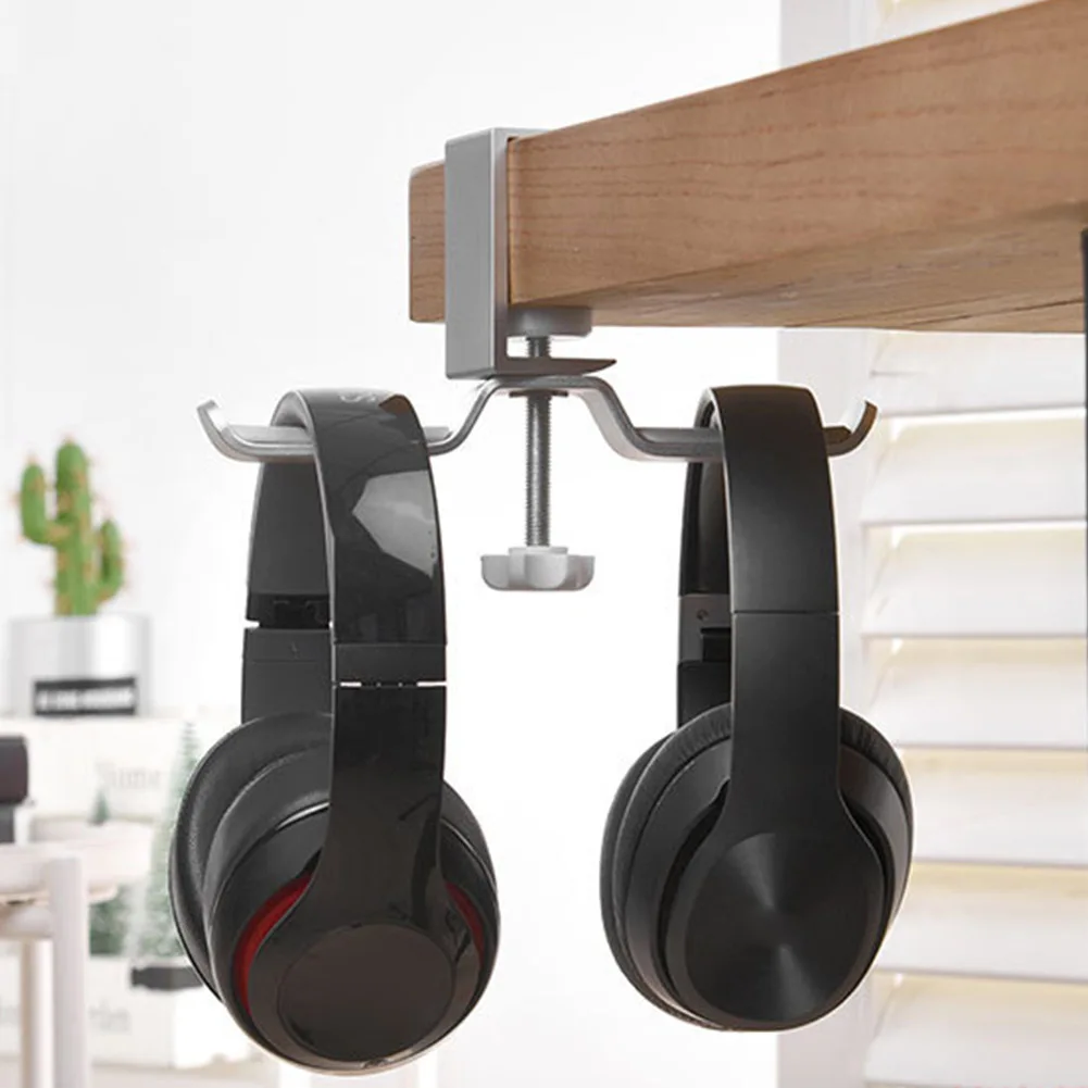 Desk Holder Rotatable Hanger Anti Scratch Space Saving Home Office Non Slip Aluminum Alloy Adjustable Clamp Headphone Stand