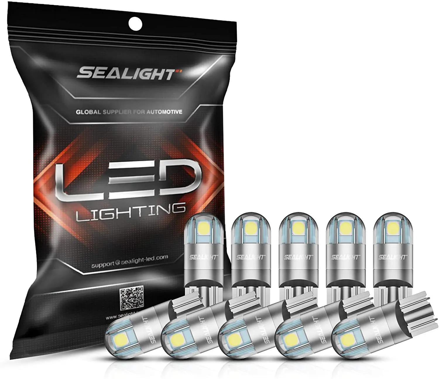 SEALIGHT 10 pcs 194 T10 LED Bulbs 6000K White 168 2825 T10 W5W 3030 Bright LED Chips for Dome Light  Map Light Door Light