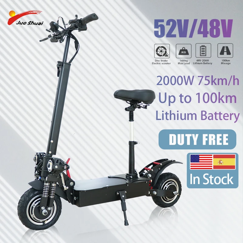 

Jueshuai Electric Scooter 2600W Dual Motor Patinete Electrico adult 75KM/H 52V20A 10inch Tire Foldable Patinete ElÃ©ctrico
