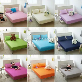 

1 pcs100% Cotton Solid Bed Sheet double single fitted sheet bedding linens sheets High-density bed sheet White Black
