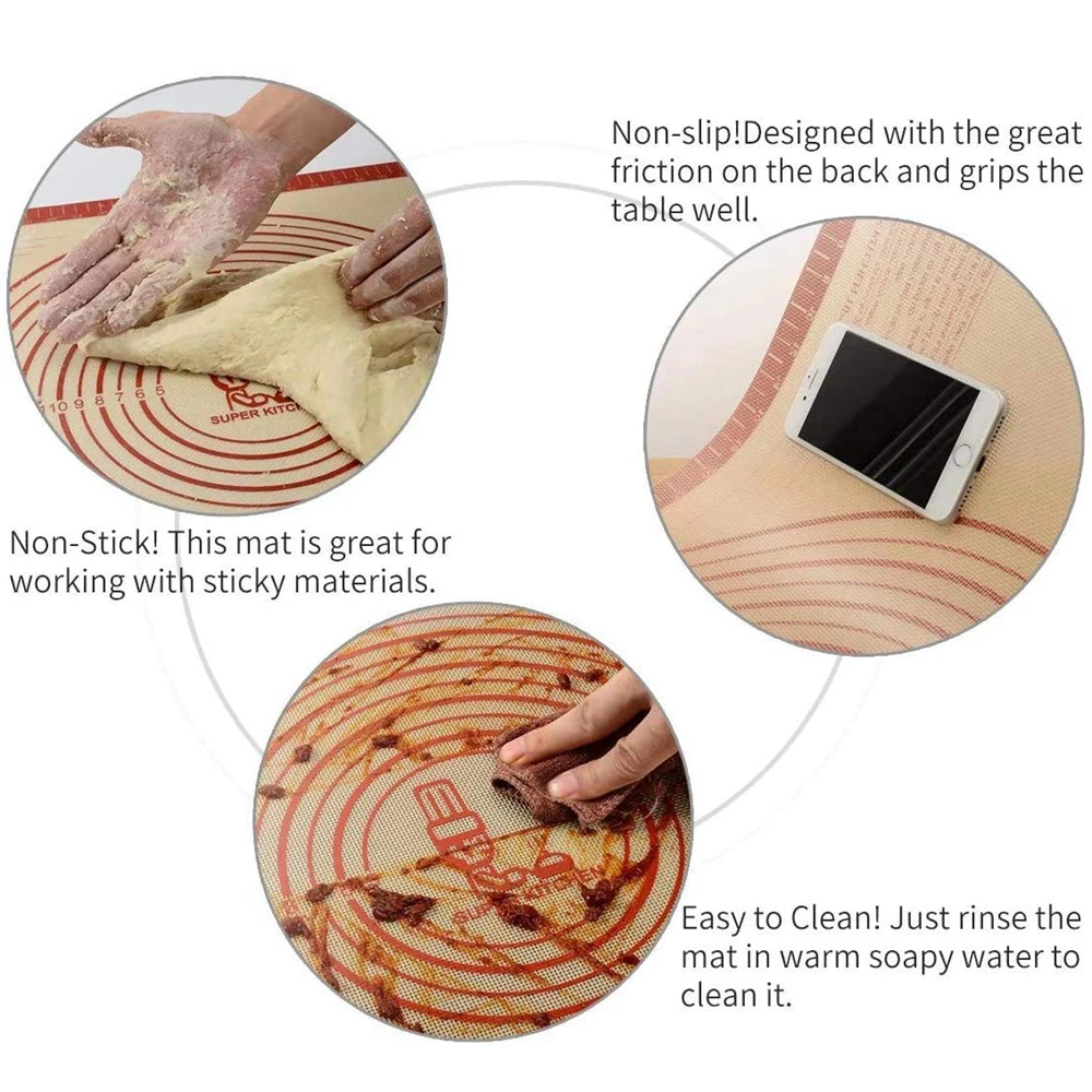 Extra Large Silicone Baking Mats with Measurements 28in Silicone Pastry Mats Non-slip Oven Liner Crust Mat Baking Counter