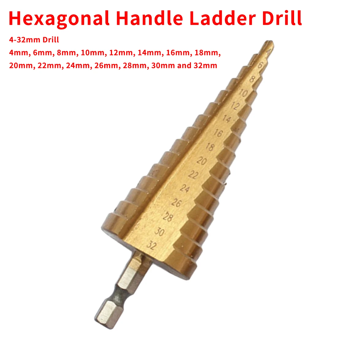 Hex Shank HSS 4-32mm The Pagoda Shape Pagoda Metal Steel Step Drill Bit Hole Drill Cone Drill Countersink Titanium Bit Set