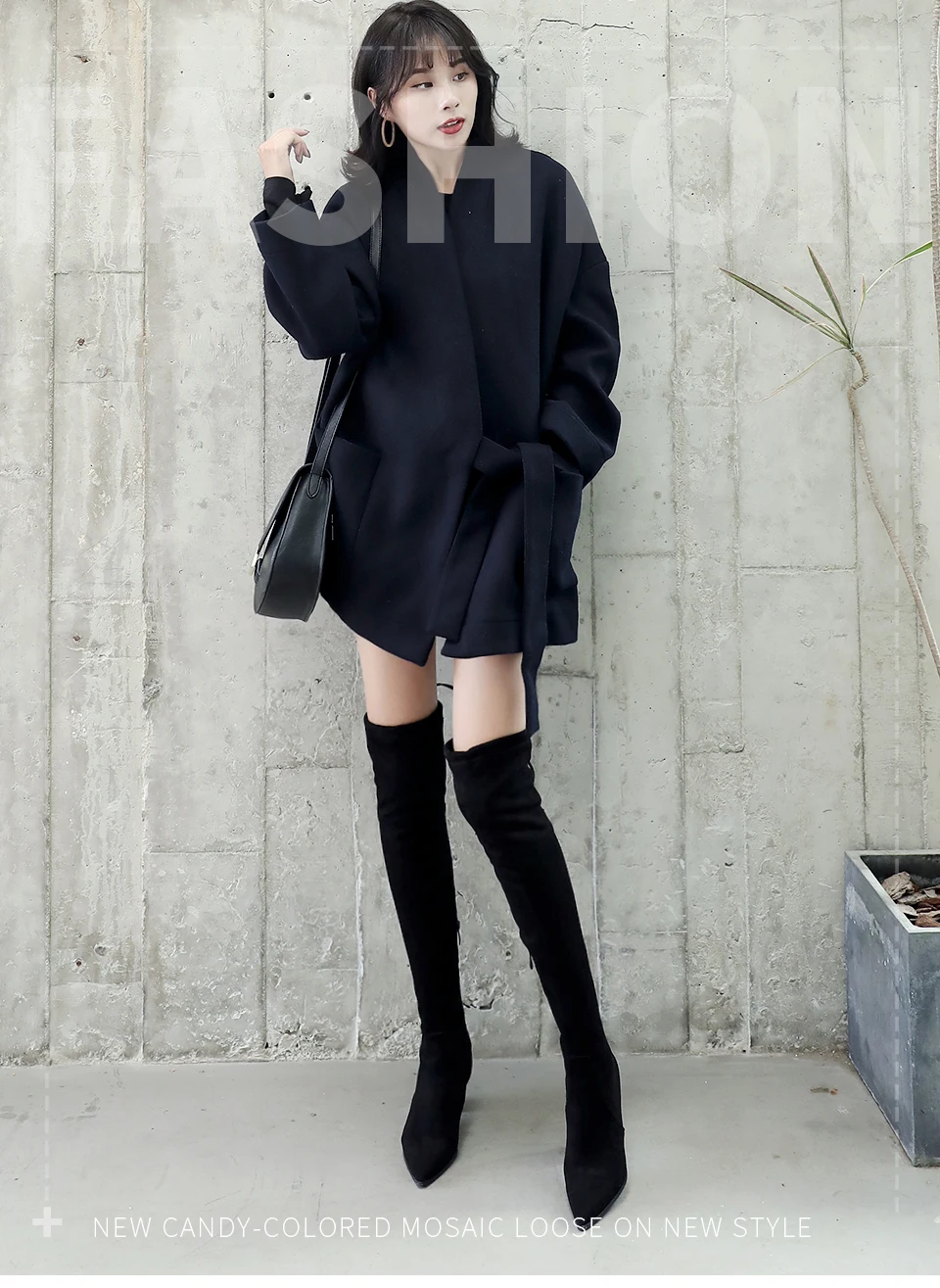 ENMAYER Over The Knee Boots Basic Pointed Toe Slip-On Faux Suede Slim Boots Fashion Winter Thigh High Boots Size 34-43