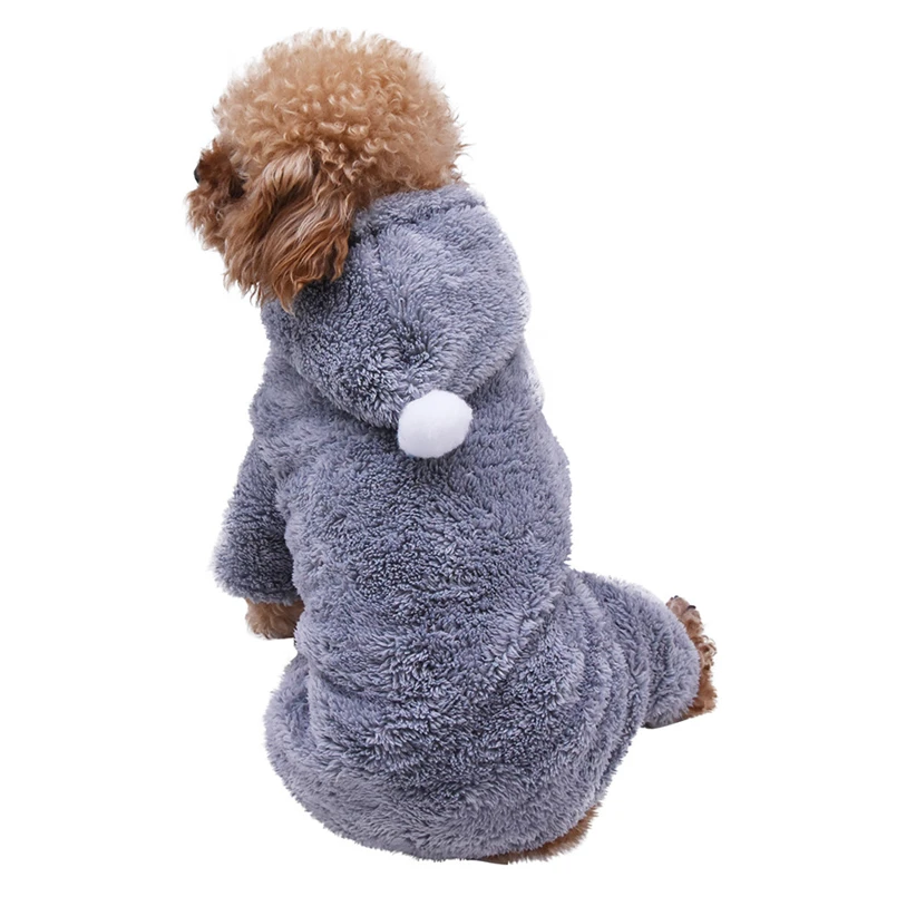 Transer Теплая Флисовая одежда для маленькой собаки зимний Мягкий комбинезон с капюшоном для домашних животных спортивный костюм ночная рубашка с Тедди Одежда для щенков Прямая 908 - Цвет: Gray
