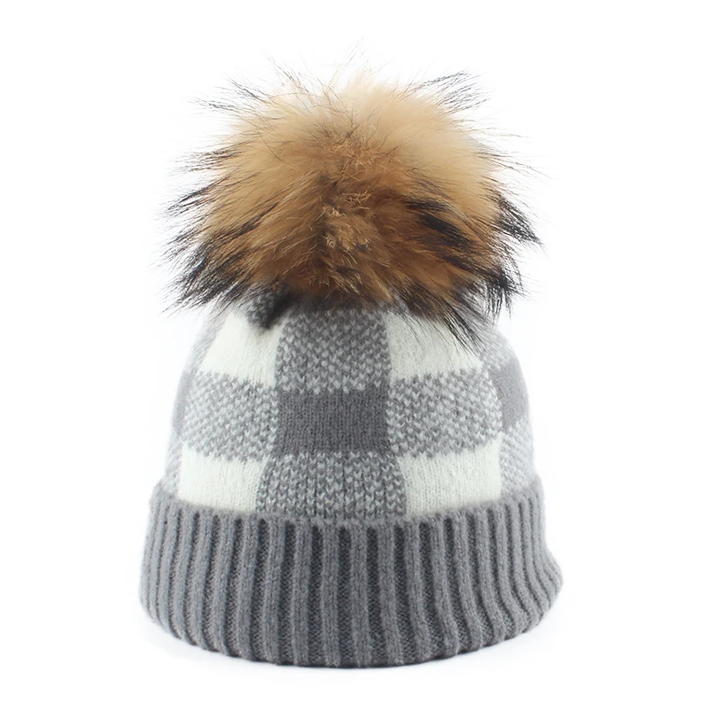 Casual Women's Hats Wool Knitted Female Beanies Autumn Winter Real Fur Pom Hat Brand New Thick Girls Skullies | Аксессуары для