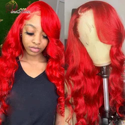 Colored Red Lace Front Human Hair Wigs Peruvian Body Wave Lace Front Wigs For Women Human Hair Pre Plucked Red Burgundy Wig Remy