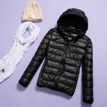 

Zipper Winter Warm Hooded Duck Down Women Plus Size 4XL-7XL Female Overcoat Coat Balck Full Sleeve Down Jacket Snow-outwear