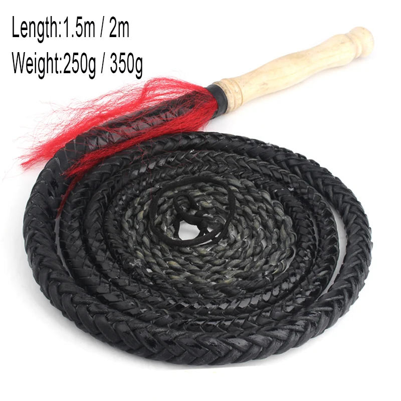 1.5m/2m Sounded Leather Whips Wushu Kungfu Whips Fitness Whips Leather